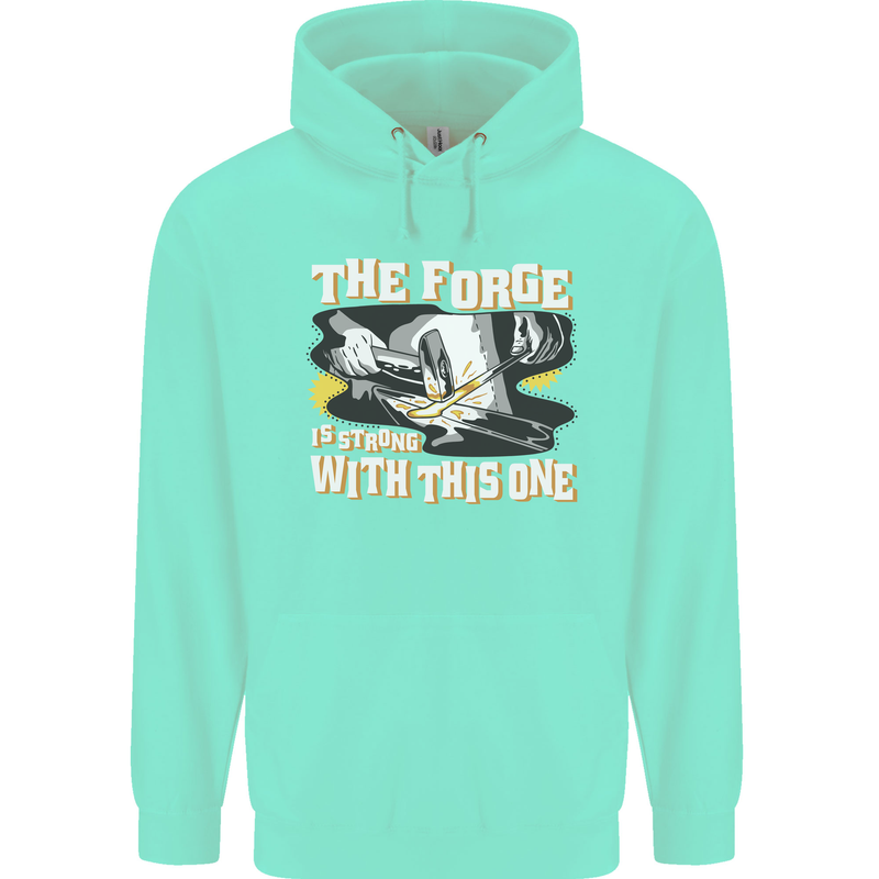 The Forge is Strong With This One Blacksmith Childrens Kids Hoodie Peppermint