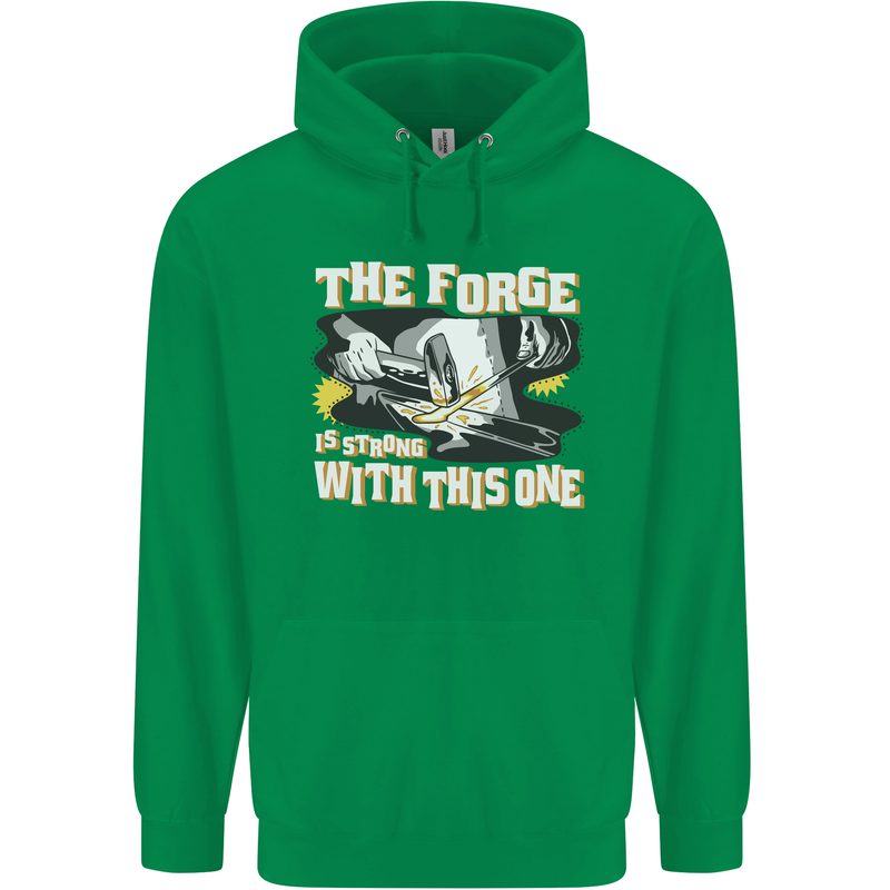The Forge is Strong With This One Blacksmith Mens 80% Cotton Hoodie Irish Green