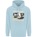 The Forge is Strong With This One Blacksmith Mens 80% Cotton Hoodie Light Blue