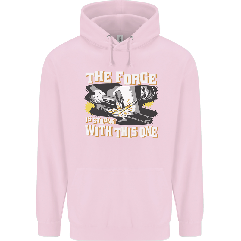 The Forge is Strong With This One Blacksmith Mens 80% Cotton Hoodie Light Pink