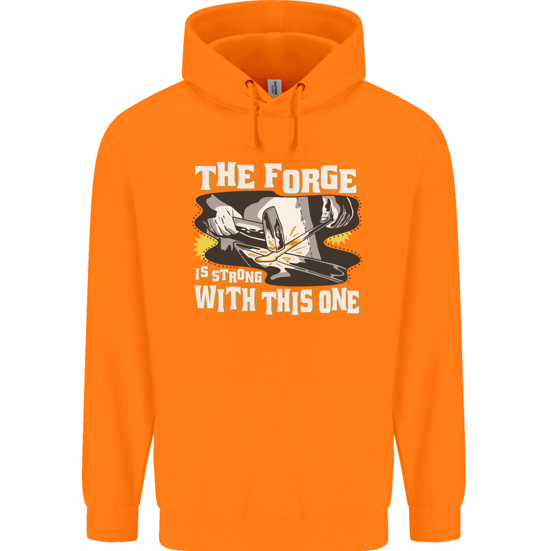The Forge is Strong With This One Blacksmith Mens 80% Cotton Hoodie Orange