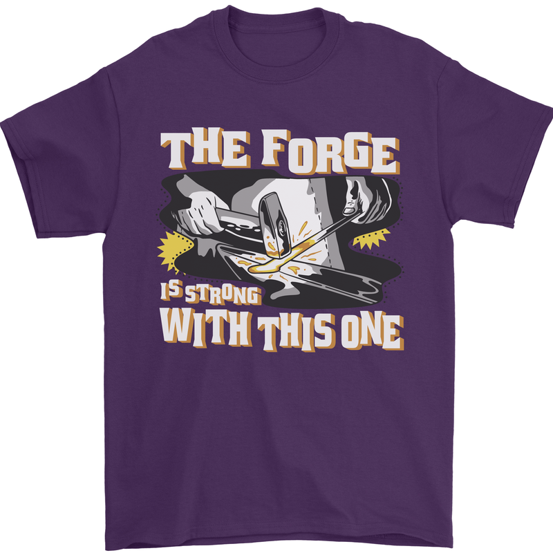 The Forge is Strong With This One Blacksmith Mens T-Shirt 100% Cotton Purple