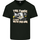The Forge is Strong With This One Blacksmith Mens V-Neck Cotton T-Shirt Black