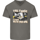 The Forge is Strong With This One Blacksmith Mens V-Neck Cotton T-Shirt Charcoal