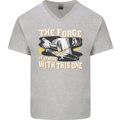 The Forge is Strong With This One Blacksmith Mens V-Neck Cotton T-Shirt Sports Grey