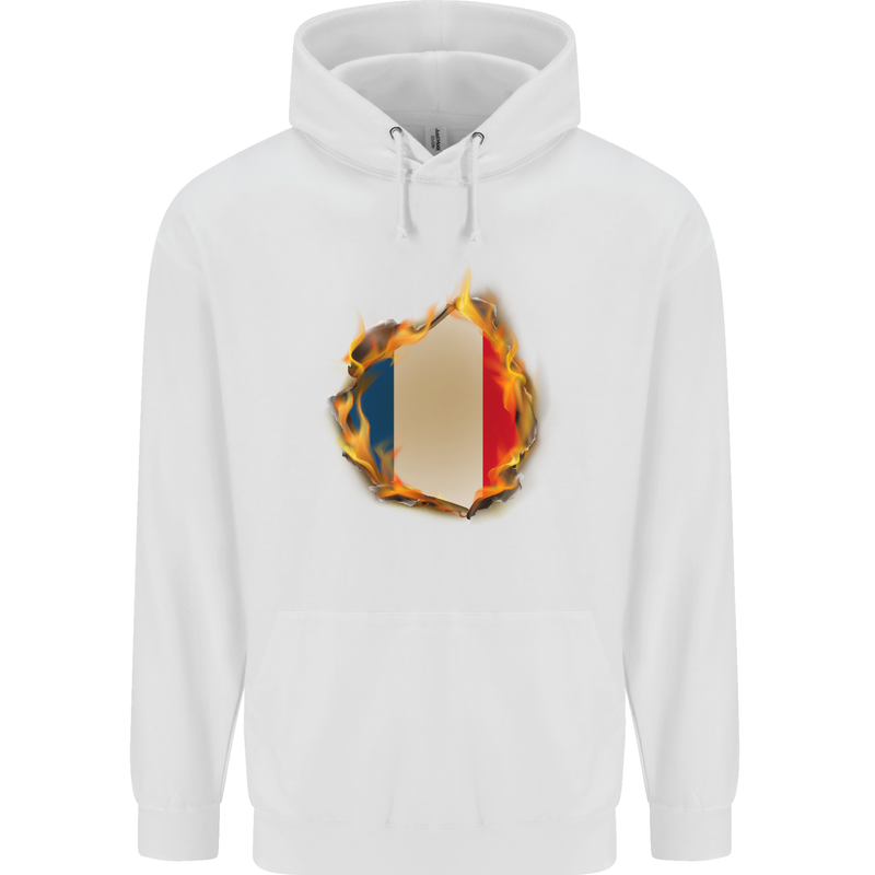 The French Tricolour Flag Fire France Childrens Kids Hoodie White
