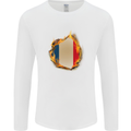 The French Tricolour Flag Fire France Mens Long Sleeve T-Shirt White