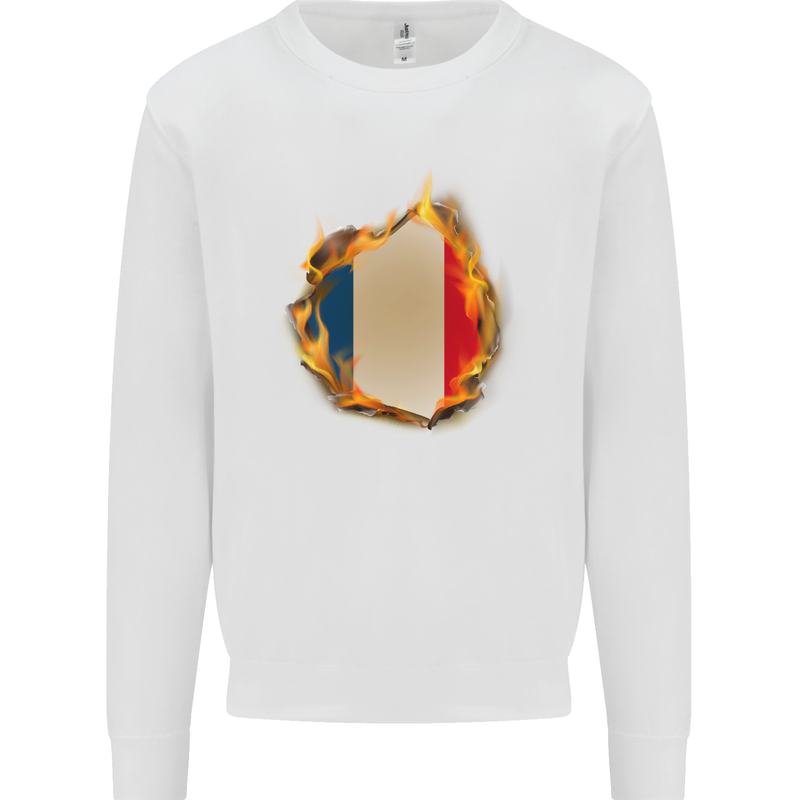 The French Tricolour Flag Fire France Mens Sweatshirt Jumper White