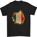 The French Tricolour Flag Fire France Mens T-Shirt Cotton Gildan Black