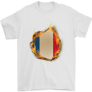 The French Tricolour Flag Fire France Mens T-Shirt Cotton Gildan White