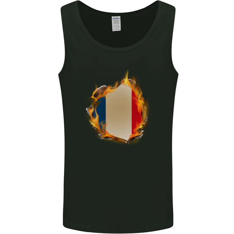 The French Tricolour Flag Fire France Mens Vest Tank Top Black