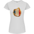 The French Tricolour Flag Fire France Womens Petite Cut T-Shirt White