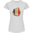 The French Tricolour Flag Fire France Womens Petite Cut T-Shirt White