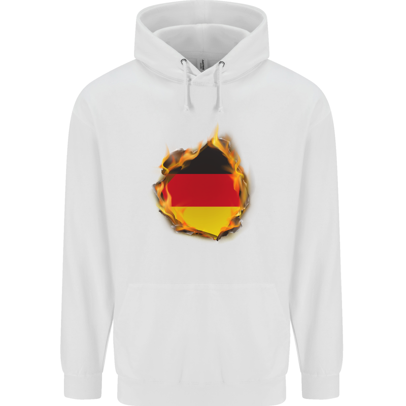 The German Flag Fire Effect Germany Mens 80% Cotton Hoodie White