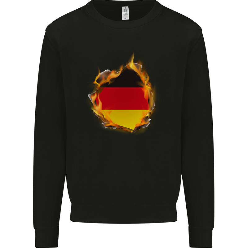 The German Flag Fire Effect Germany Mens Sweatshirt Jumper Black