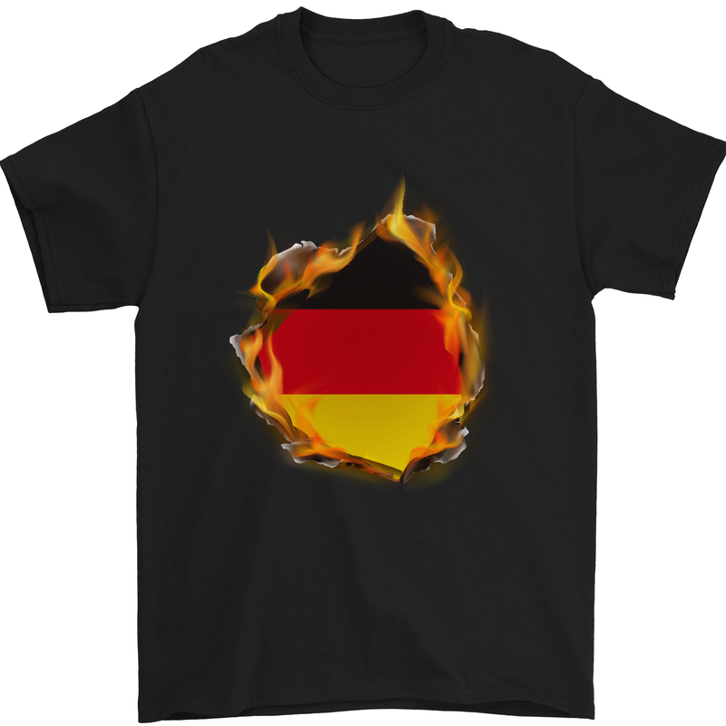 The German Flag Fire Effect Germany Mens T-Shirt Cotton Gildan Black