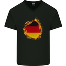 The German Flag Fire Effect Germany Mens V-Neck Cotton T-Shirt Black