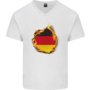 The German Flag Fire Effect Germany Mens V-Neck Cotton T-Shirt White