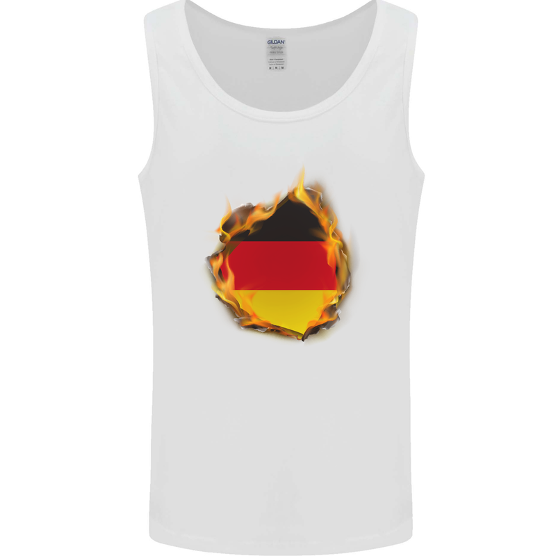 The German Flag Fire Effect Germany Mens Vest Tank Top White