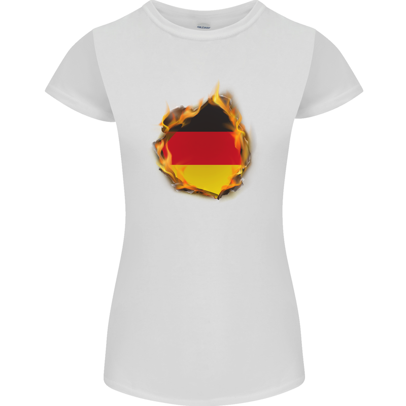 The German Flag Fire Effect Germany Womens Petite Cut T-Shirt White