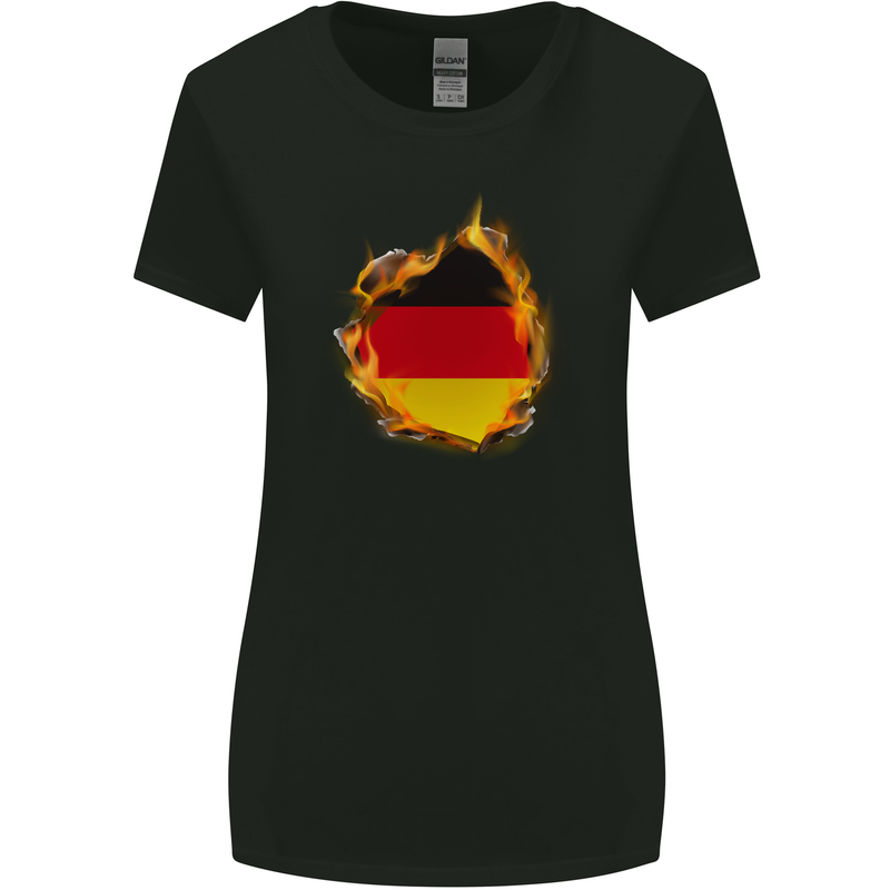 The German Flag Fire Effect Germany Womens Wider Cut T-Shirt Black