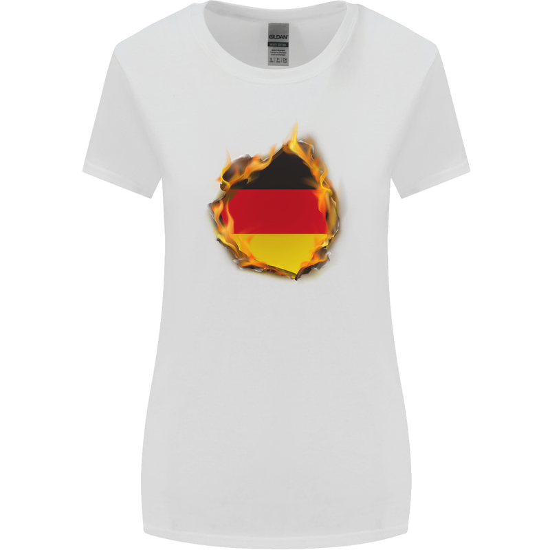 The German Flag Fire Effect Germany Womens Wider Cut T-Shirt White
