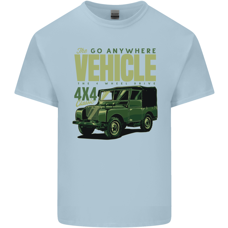 The Go Anywhere Vehicle 4X4 Off Roading Mens Cotton T-Shirt Tee Top Light Blue