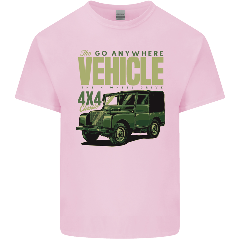 The Go Anywhere Vehicle 4X4 Off Roading Mens Cotton T-Shirt Tee Top Light Pink