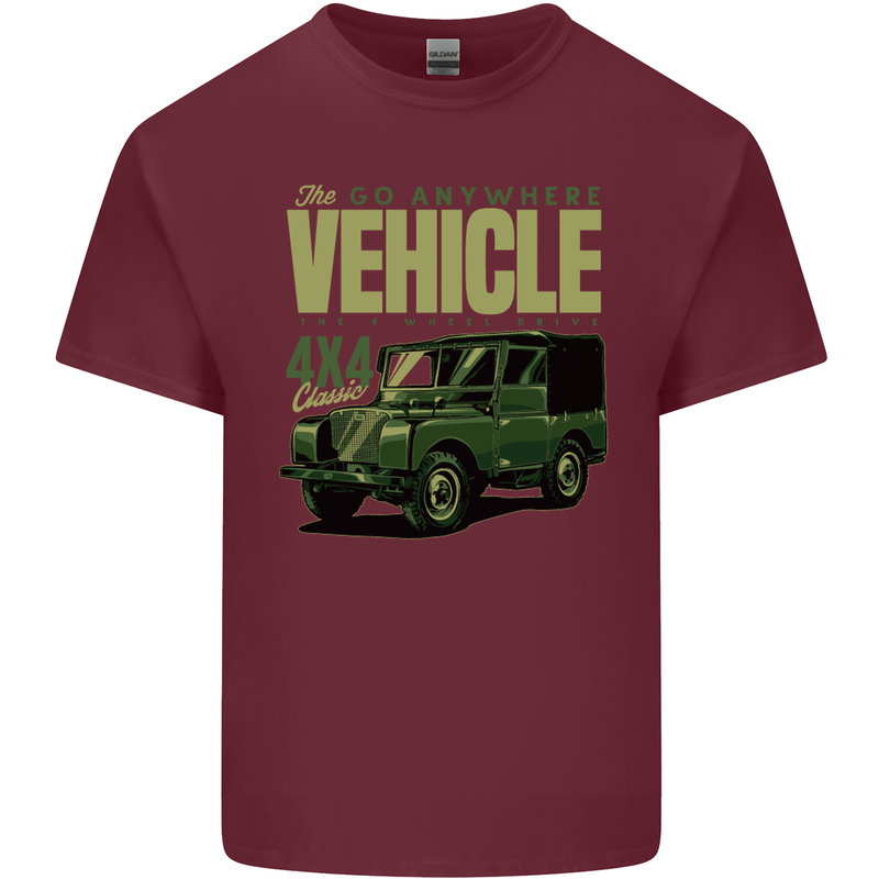 The Go Anywhere Vehicle 4X4 Off Roading Mens Cotton T-Shirt Tee Top Maroon