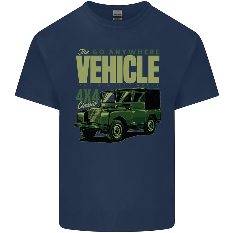 The Go Anywhere Vehicle 4X4 Off Roading Mens Cotton T-Shirt Tee Top Navy Blue