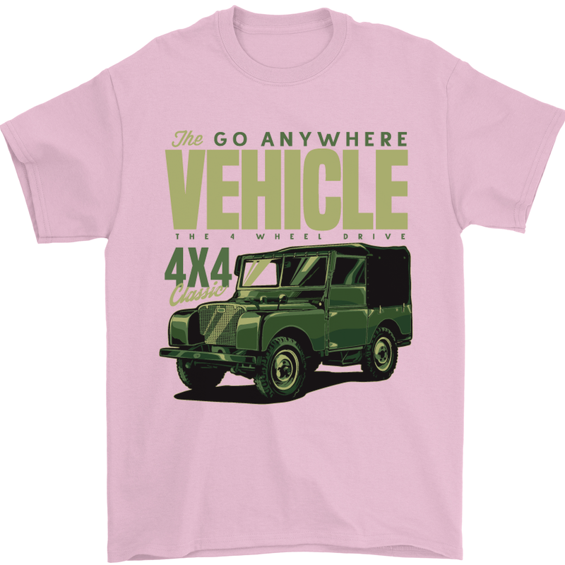 The Go Anywhere Vehicle 4X4 Off Roading Mens T-Shirt Cotton Gildan Light Pink