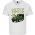 The Go Anywhere Vehicle 4X4 Off Roading Mens V-Neck Cotton T-Shirt White