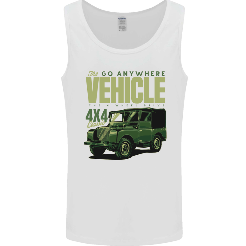 The Go Anywhere Vehicle 4X4 Off Roading Mens Vest Tank Top White