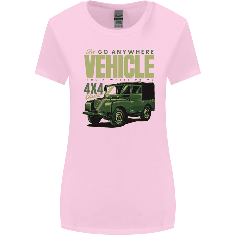 The Go Anywhere Vehicle 4X4 Off Roading Womens Wider Cut T-Shirt Light Pink