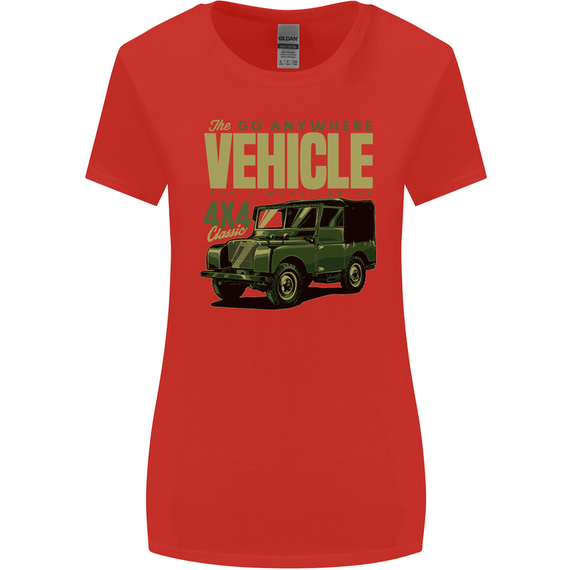 The Go Anywhere Vehicle 4X4 Off Roading Womens Wider Cut T-Shirt Red