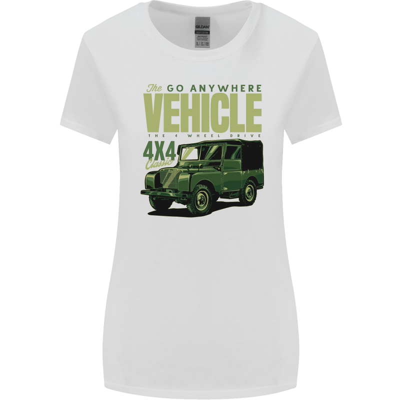 The Go Anywhere Vehicle 4X4 Off Roading Womens Wider Cut T-Shirt White