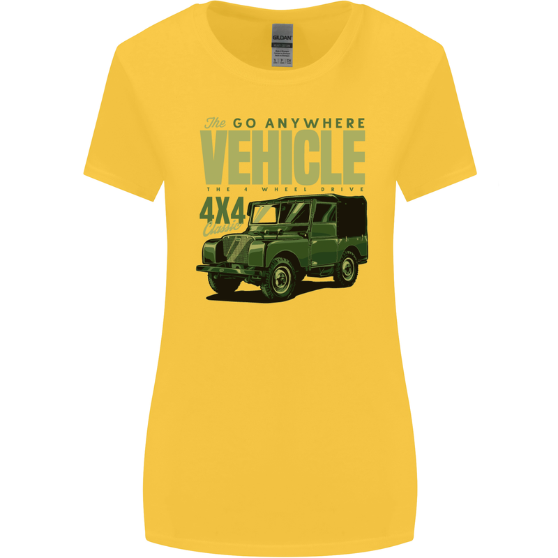 The Go Anywhere Vehicle 4X4 Off Roading Womens Wider Cut T-Shirt Yellow