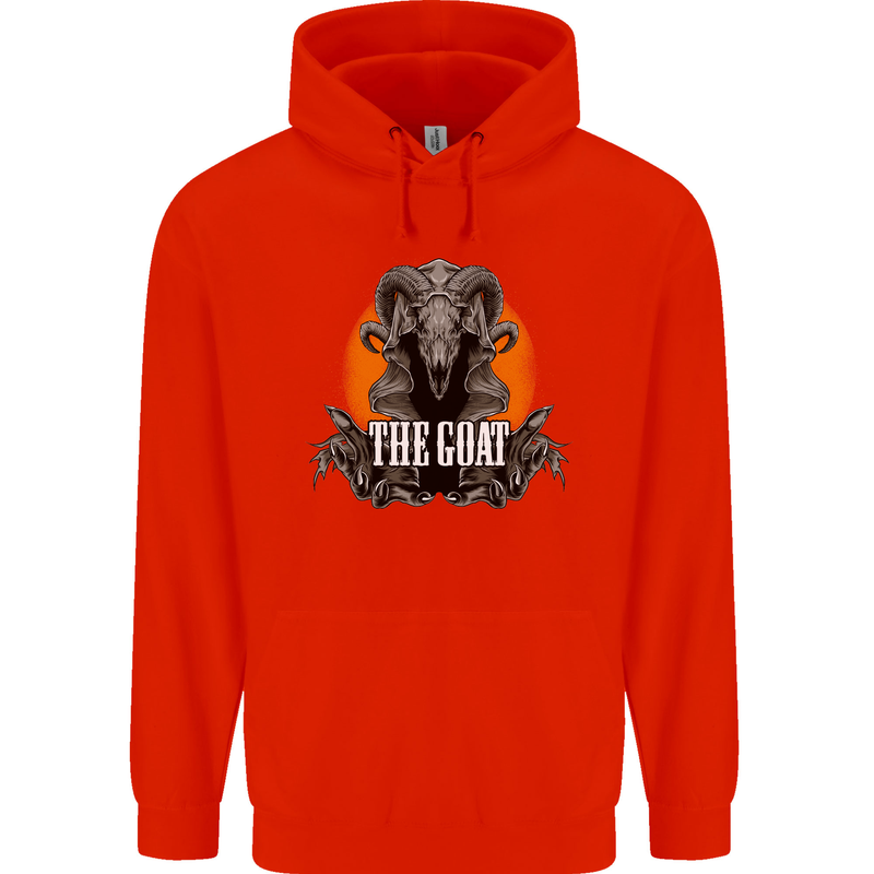 The Goat Skull Gothic Demon Satan Monster Childrens Kids Hoodie Bright Red