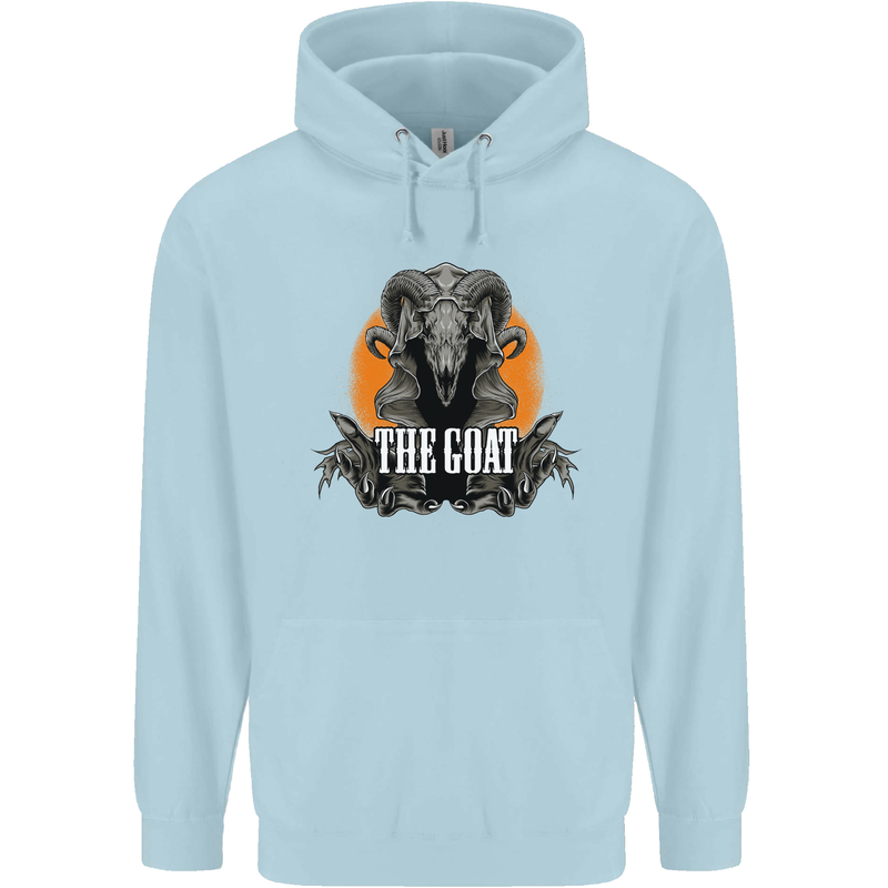 The Goat Skull Gothic Demon Satan Monster Childrens Kids Hoodie Light Blue