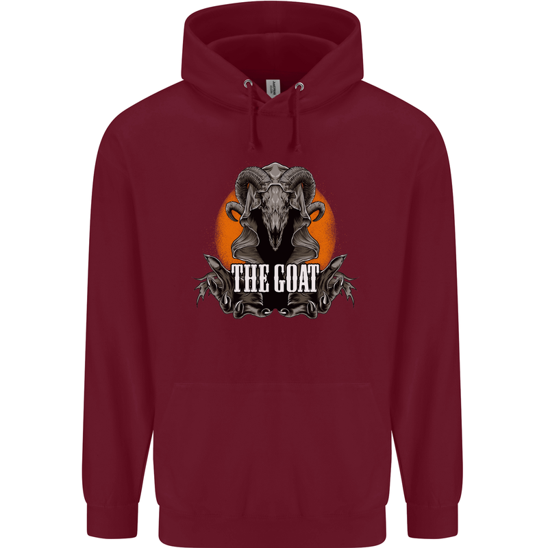 The Goat Skull Gothic Demon Satan Monster Childrens Kids Hoodie Maroon