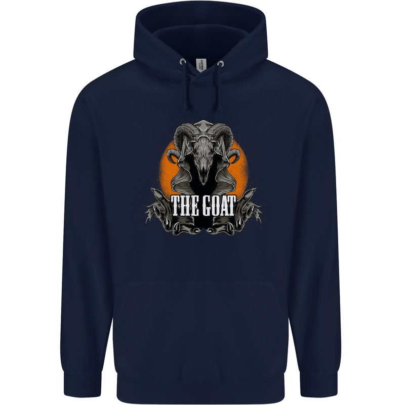 The Goat Skull Gothic Demon Satan Monster Childrens Kids Hoodie Navy Blue