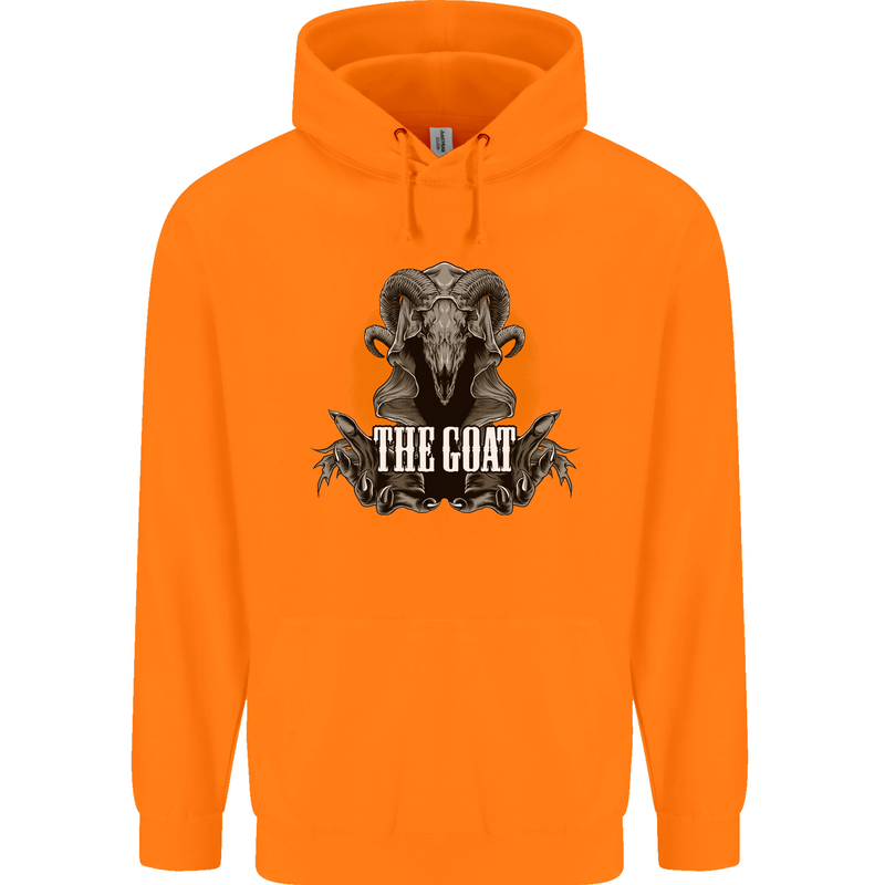 The Goat Skull Gothic Demon Satan Monster Childrens Kids Hoodie Orange
