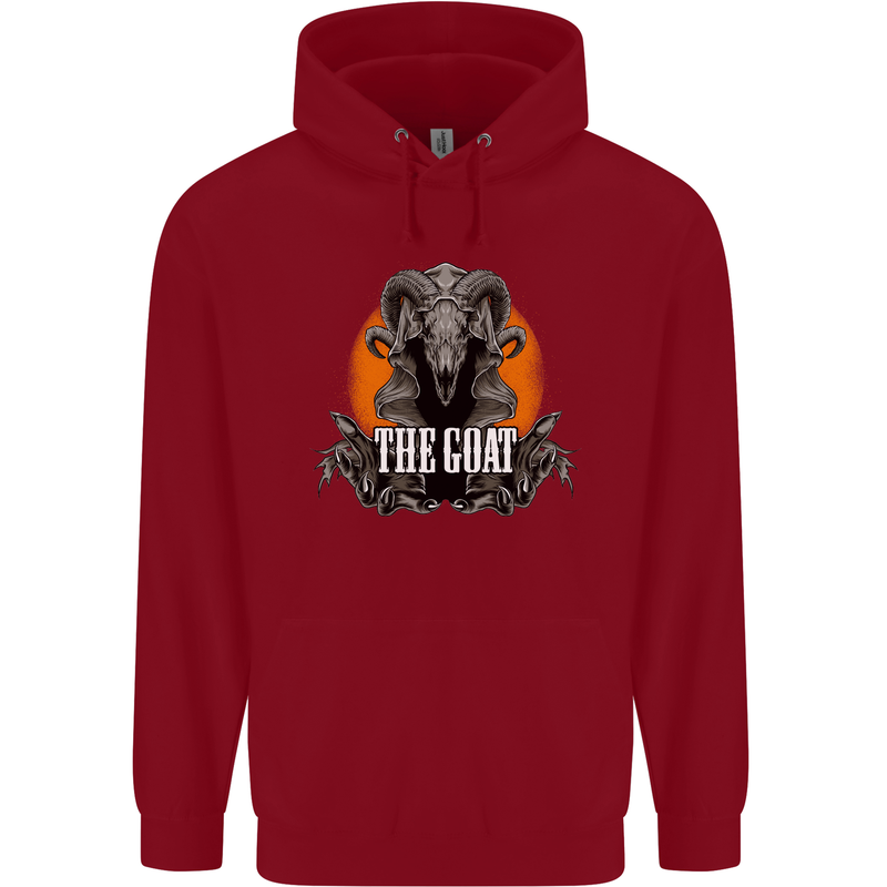 The Goat Skull Gothic Demon Satan Monster Childrens Kids Hoodie Red