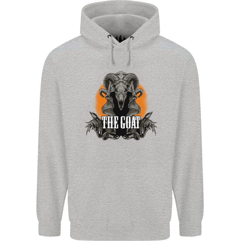 The Goat Skull Gothic Demon Satan Monster Childrens Kids Hoodie Sports Grey