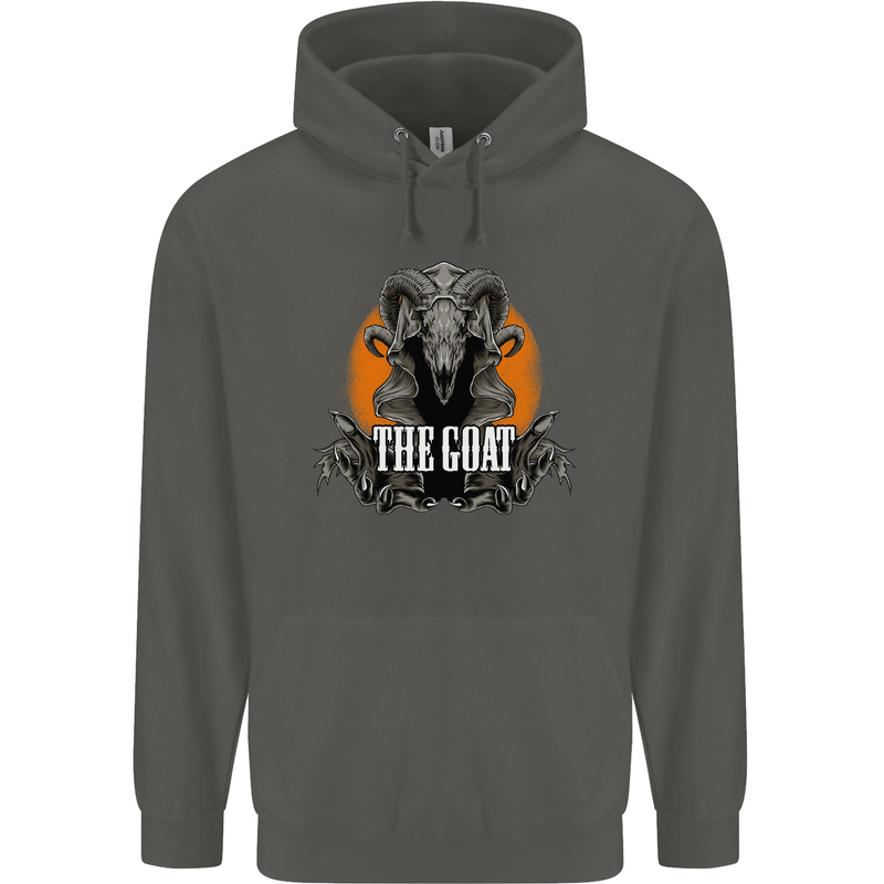 The Goat Skull Gothic Demon Satan Monster Childrens Kids Hoodie Storm Grey
