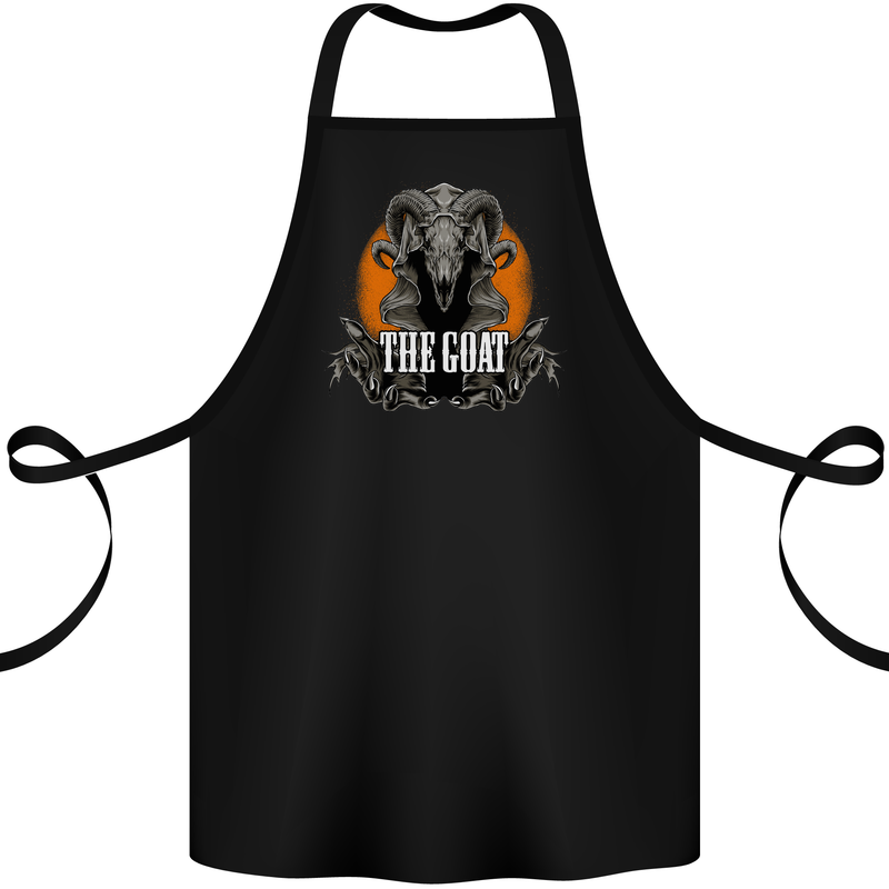 The Goat Skull Gothic Demon Satan Monster Cotton Apron 100% Organic Black
