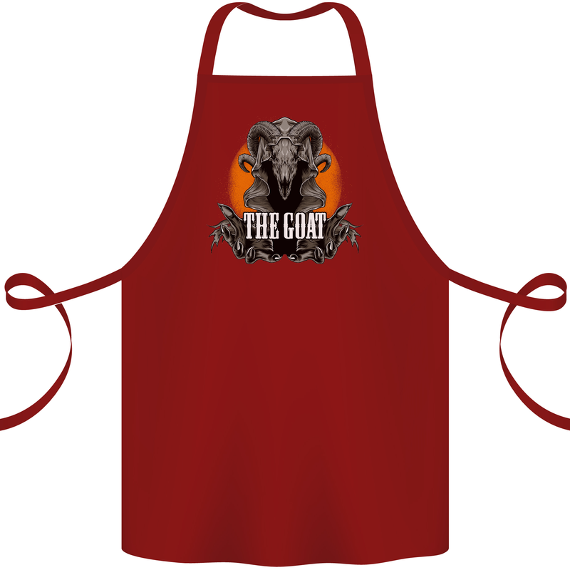 The Goat Skull Gothic Demon Satan Monster Cotton Apron 100% Organic Maroon