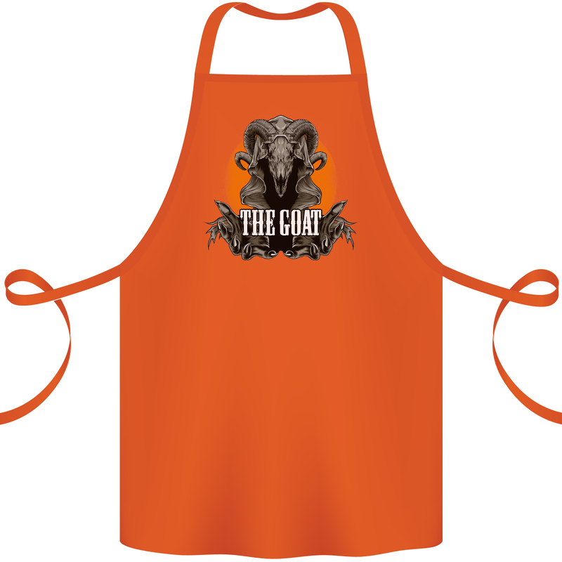 The Goat Skull Gothic Demon Satan Monster Cotton Apron 100% Organic Orange