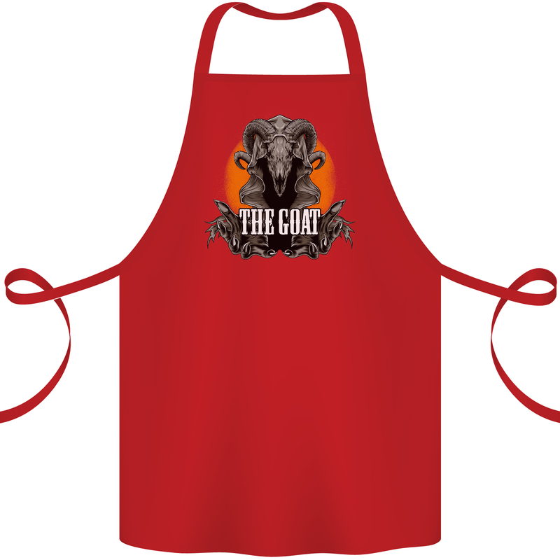 The Goat Skull Gothic Demon Satan Monster Cotton Apron 100% Organic Red