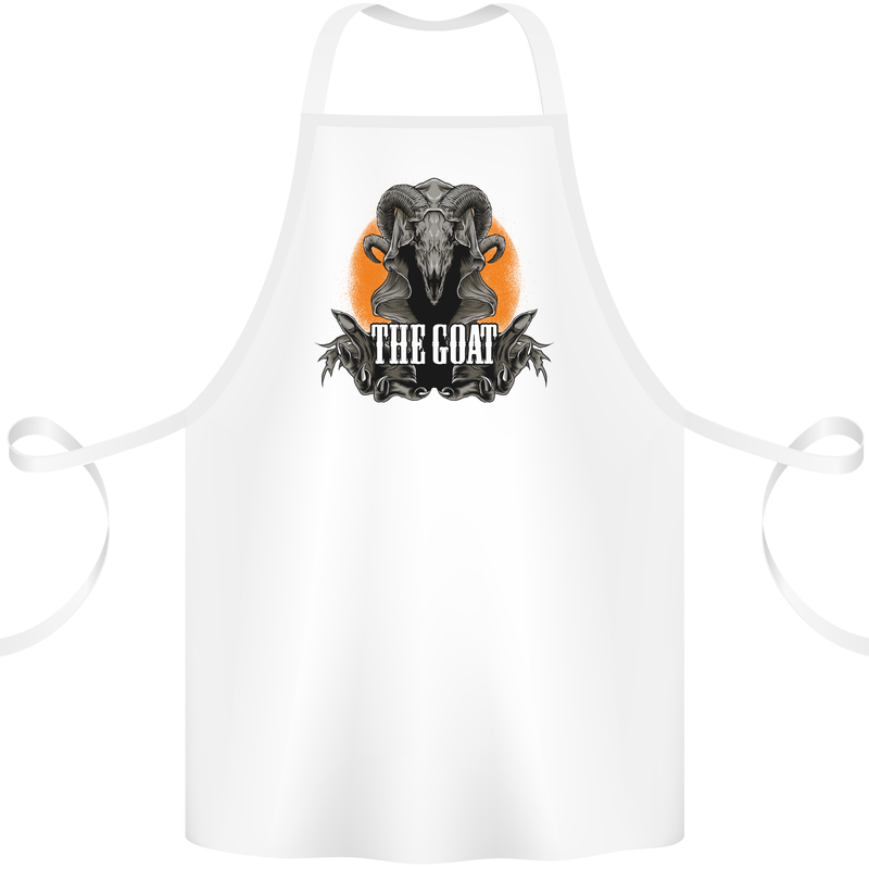 The Goat Skull Gothic Demon Satan Monster Cotton Apron 100% Organic White